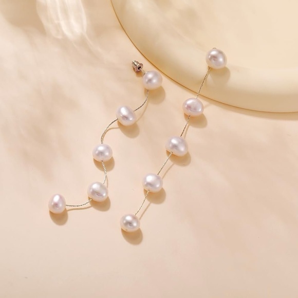 Freshwater Shell Pearl Sterling Silver Earrings - Picture 3 of 11